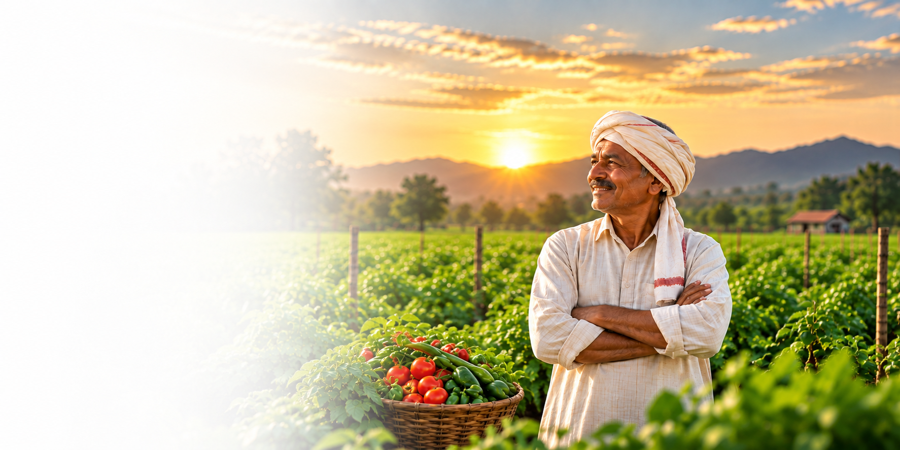 Indian farmer in vegetable field
